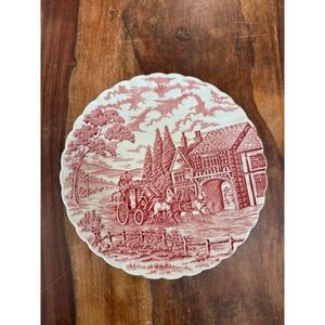 MYOTT Royal Mail dinner plate 9 inch red transferware coaching scene England